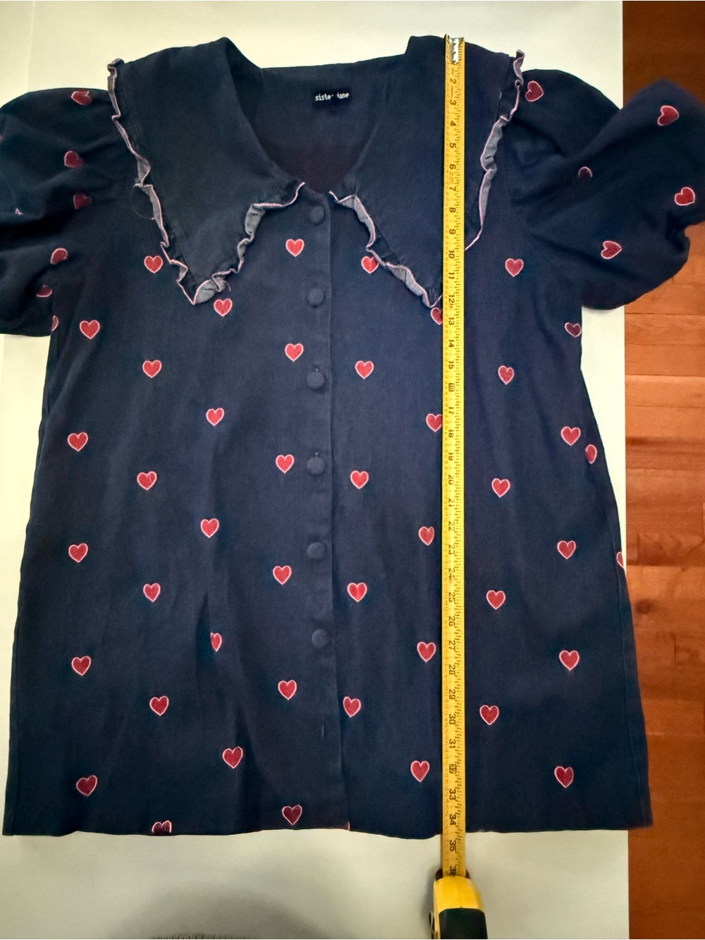 Sister Jane Navy Denim Cottage Core Babydoll Dress Sz XL - Picture 10 of 11